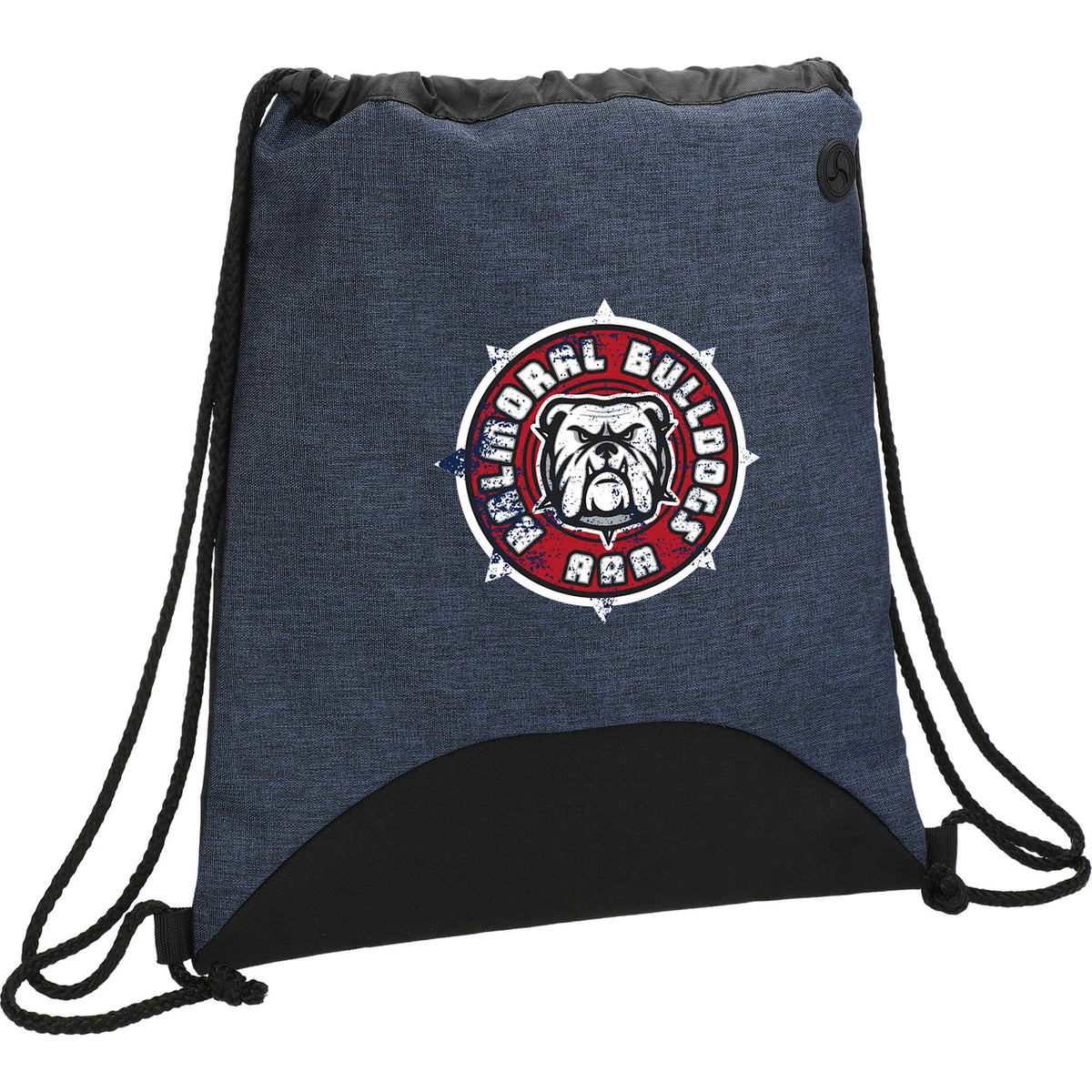 Urban PolyCanvas Drawstring Bag with Earbud Port Full Color - Navy - Right Angle