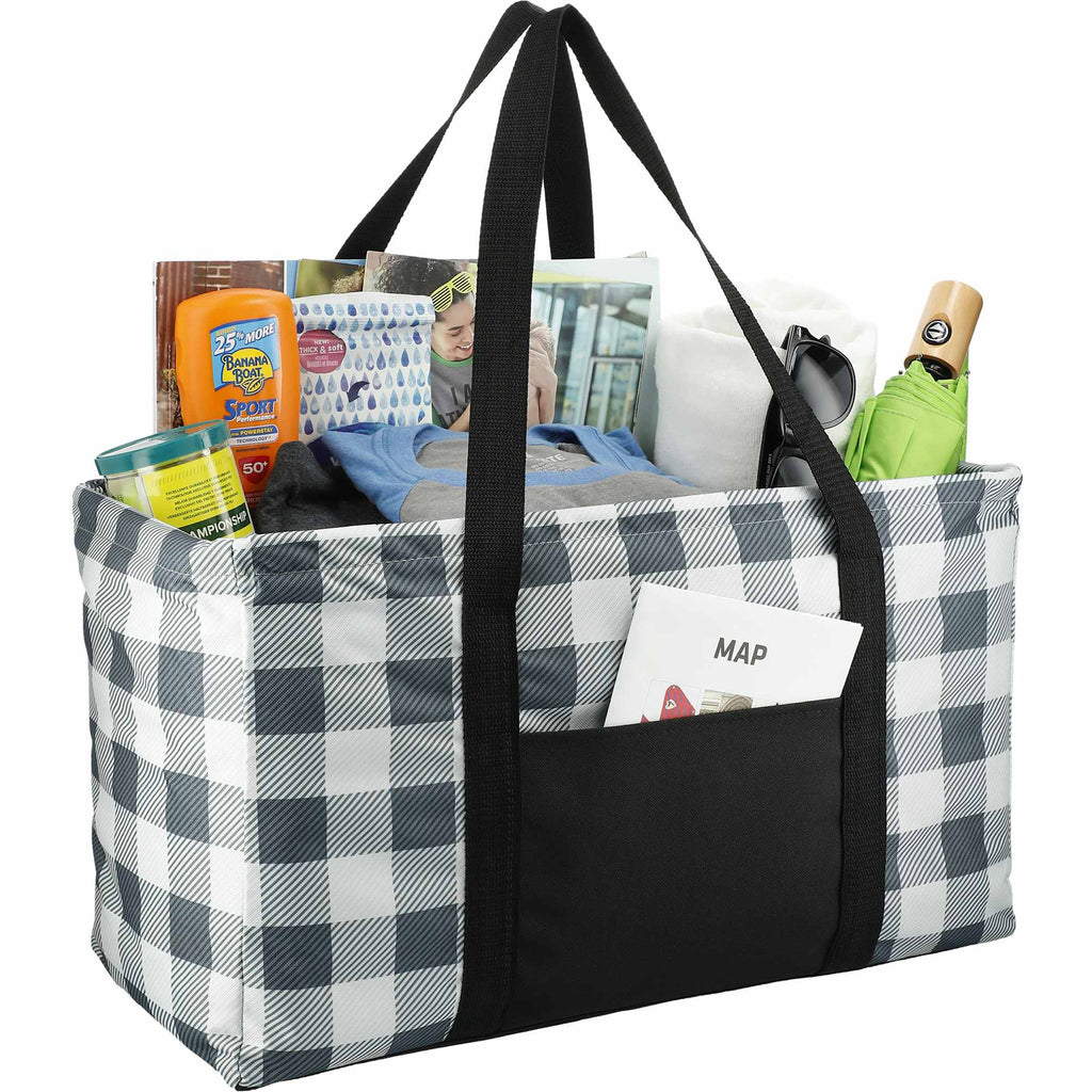 Utility Tote in Buffalo Plaid Full Color - White/Black - Right Angle 4