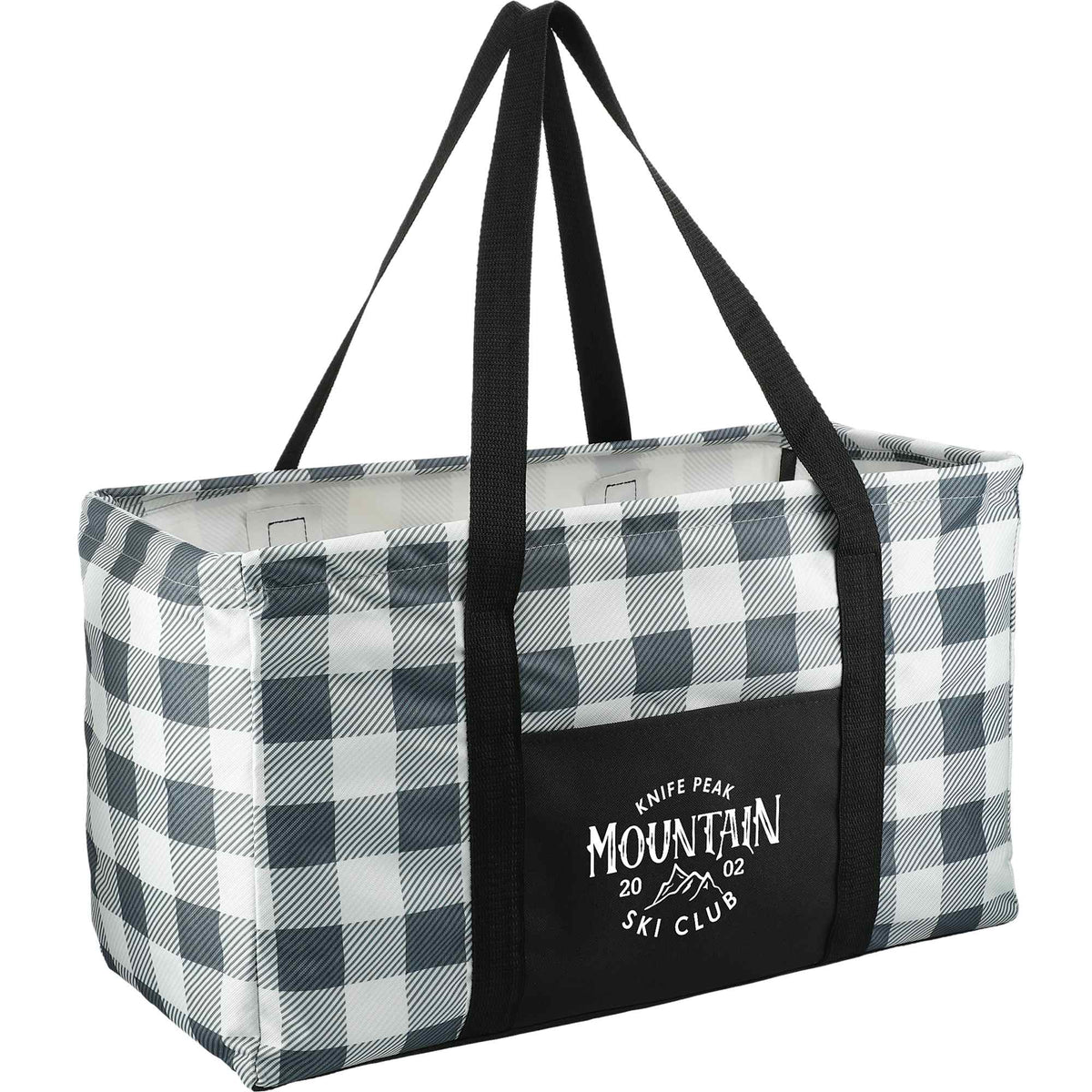 Utility Tote in Buffalo Plaid Full Color - White/Black - Right Angle