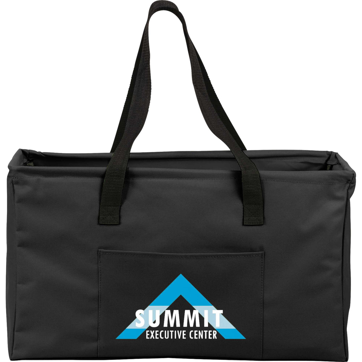 Utility Tote with Wire Rim, Large Full Color - Black - Front