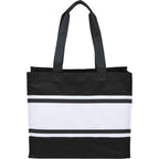Varsity Box Tote with White Stripes Embroidery - Black - Back