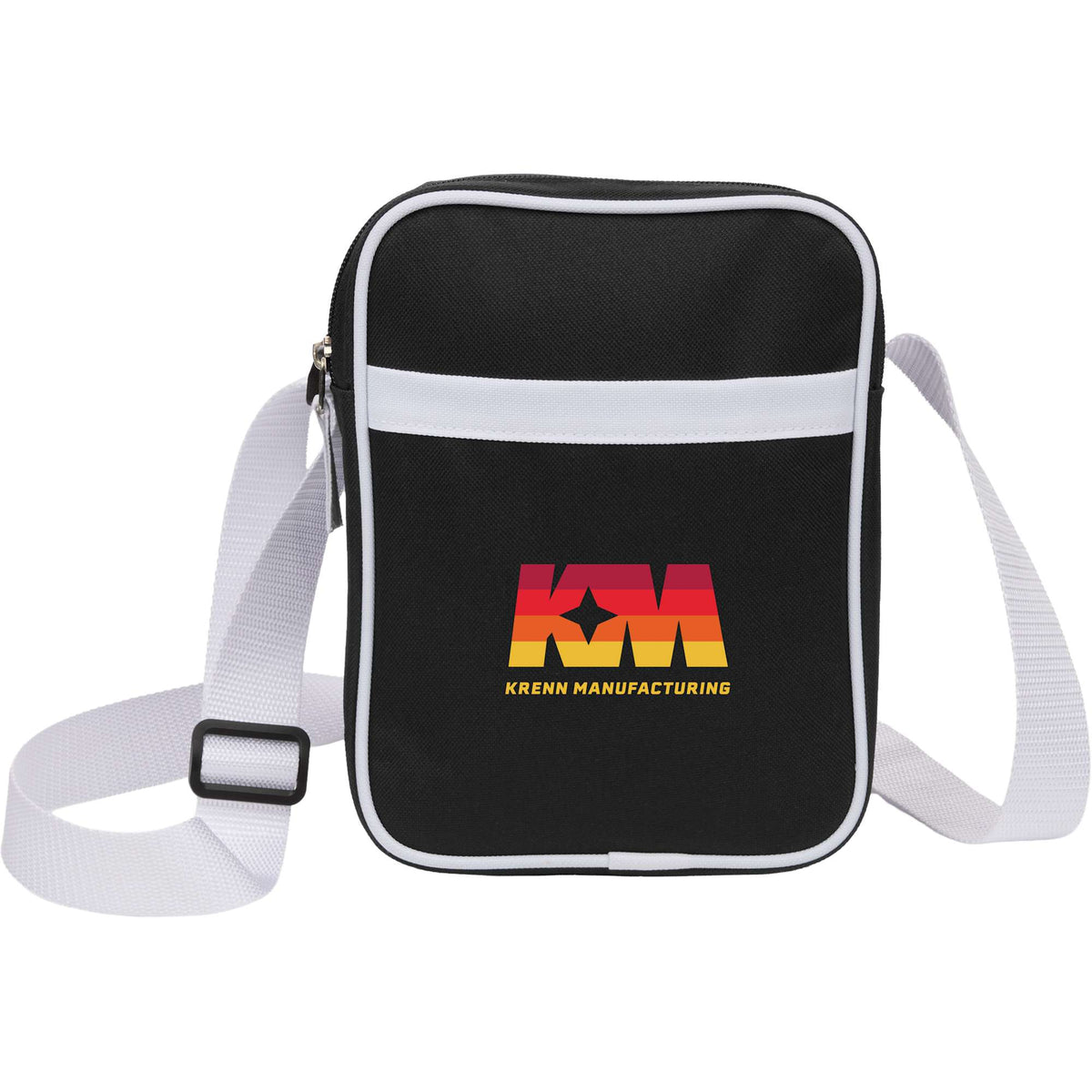 Varsity Crossbody Bag with White Trim Full Color - Black - Front