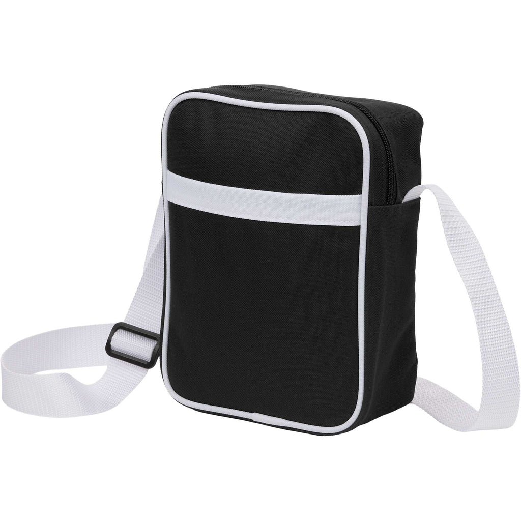 Varsity Crossbody Bag with White Trim Full Color - Black - Left Angle