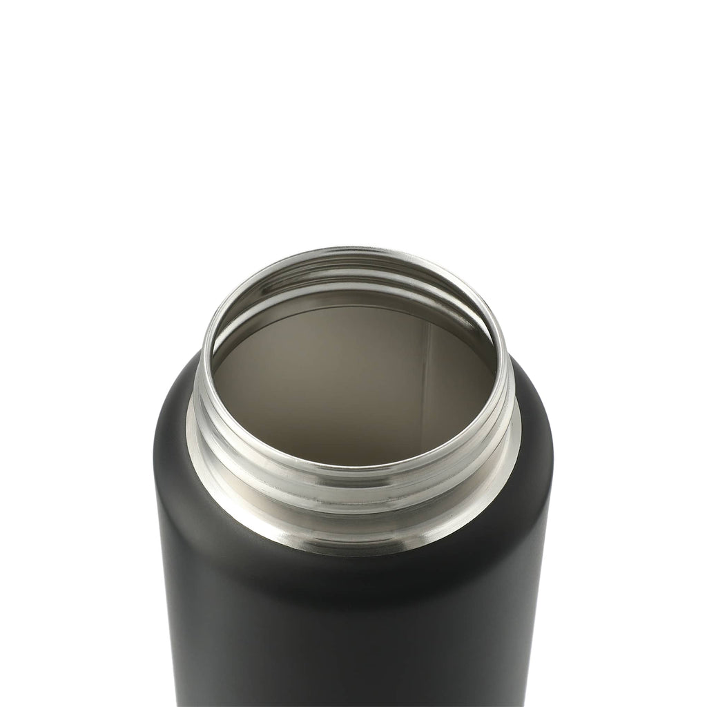 Vasco Single Wall Stainless Bottle with Dual Opening Cap, 32 oz Laser Engraving - Black - Left Angle 3
