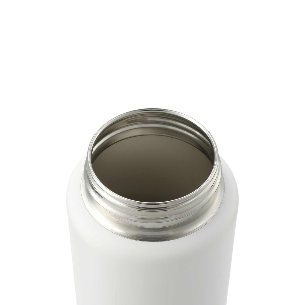Vasco Single Wall Stainless Bottle with Dual Opening Cap, 32 oz Laser Engraving - White - Left Angle 3