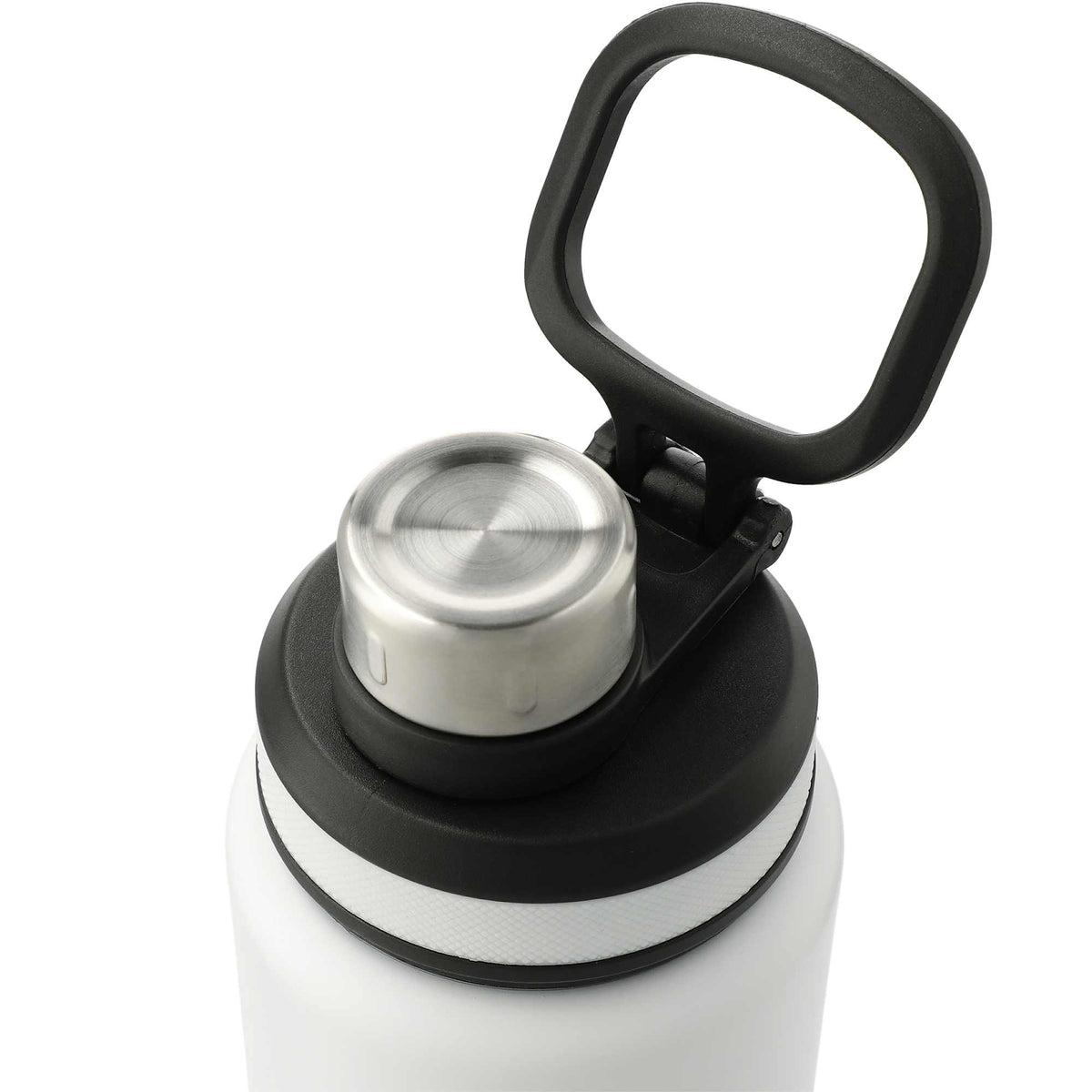 Vasco Single Wall Stainless Bottle with Dual Opening Cap, 32 oz Laser Engraving - White - Left Angle