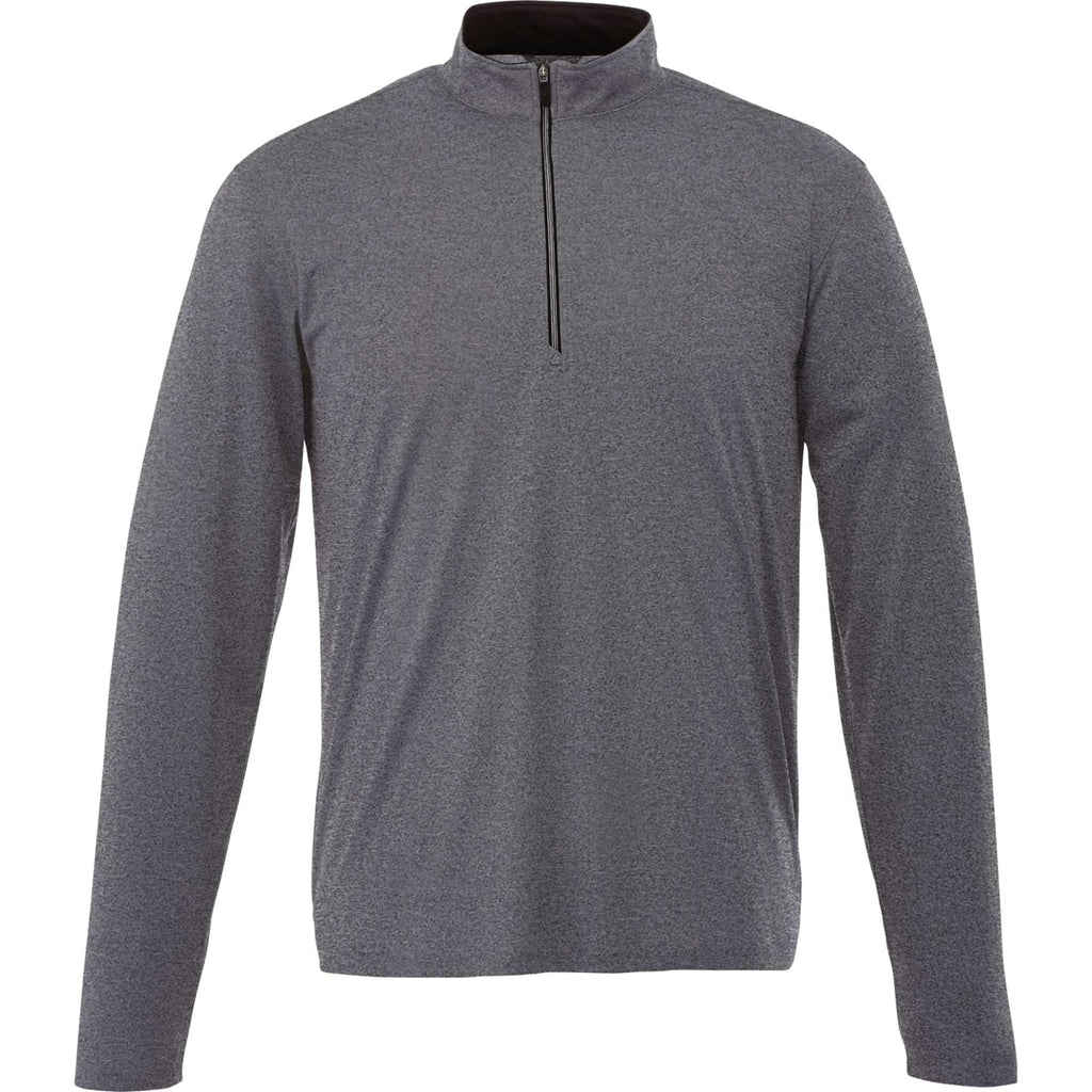 Vega Tech Quarter Zip Pullover for Men Embroidery - Heather Charcoal - Front Flat 2