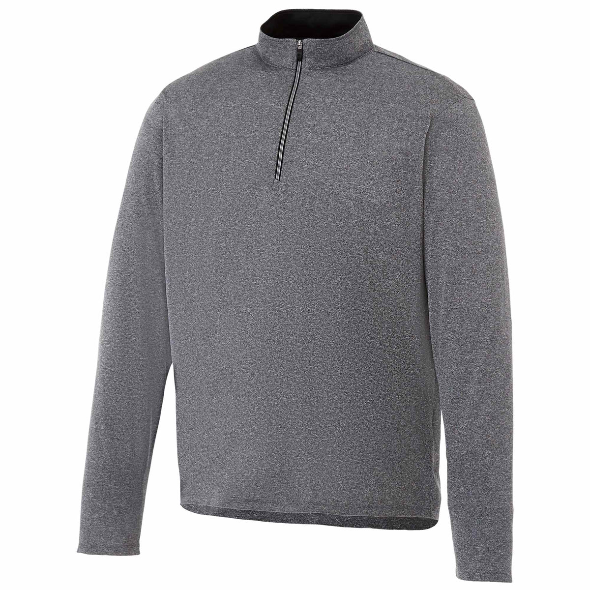Vega Tech Quarter Zip Pullover for Men Embroidery - Heather Charcoal - Front Flat