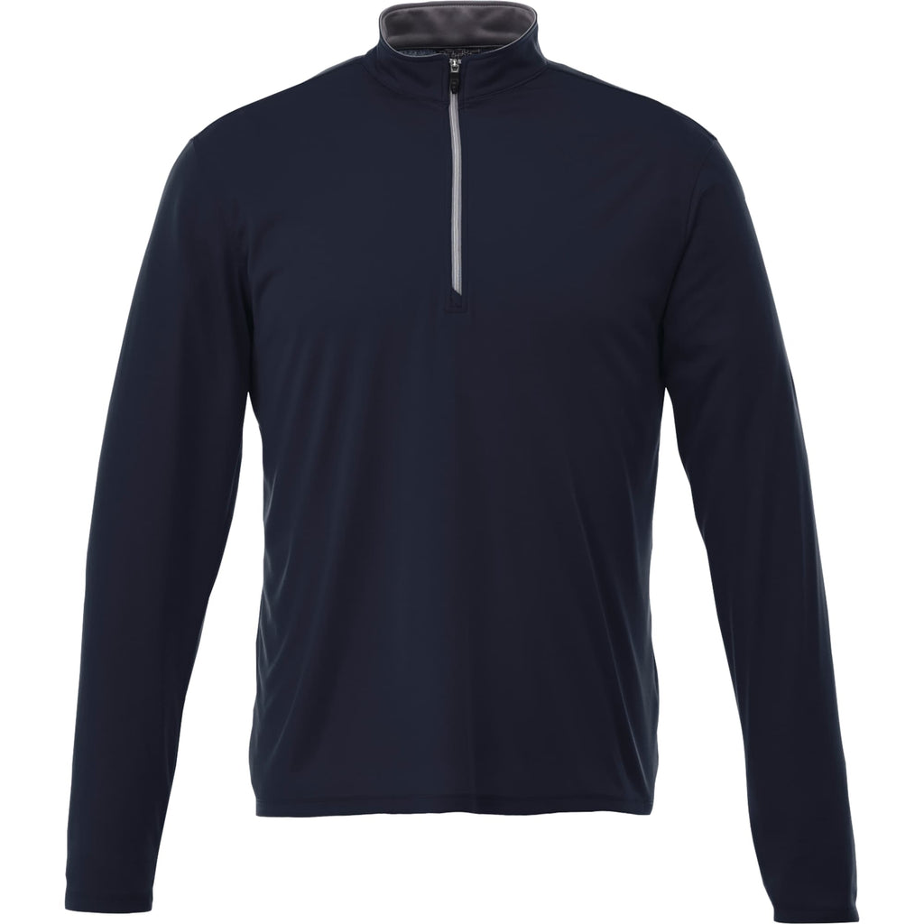 Vega Tech Quarter Zip Pullover for Men Embroidery - Navy - Front Flat