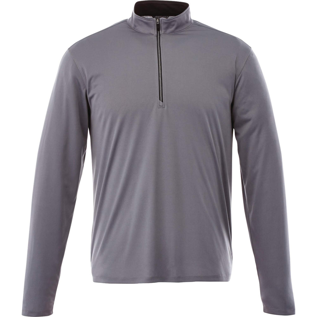 Vega Tech Quarter Zip Pullover for Men Embroidery - Steel Grey - Front Flat