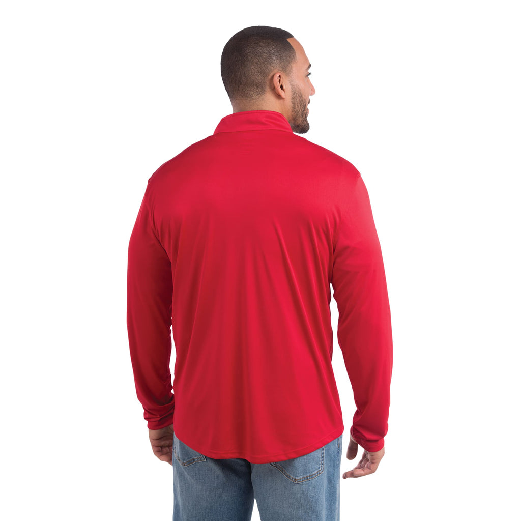 Vega Tech Quarter Zip Pullover for Men Embroidery - Team Red - Back Flat