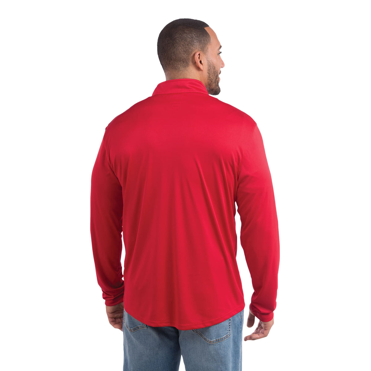 Vega Tech Quarter Zip Pullover for Men Embroidery - Team Red - Back Flat