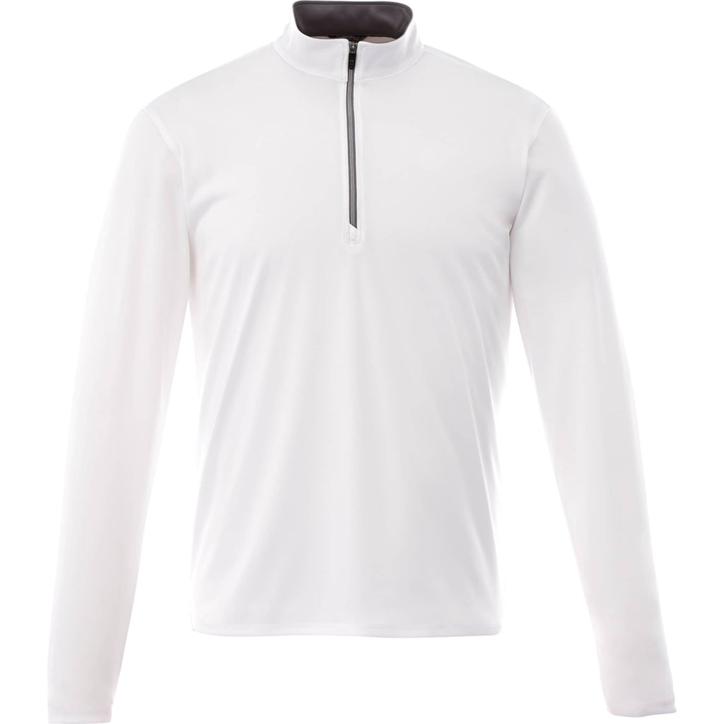 Vega Tech Quarter Zip Pullover for Men Embroidery - White - Front Flat