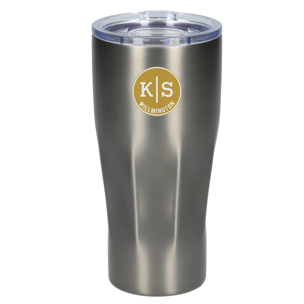 Victor Ribbed Recycled Steel Tumbler, 20 oz Full Color - Graphite - Front 3