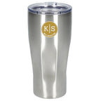 Victor Ribbed Recycled Steel Tumbler, 20 oz Full Color - Silver - Front