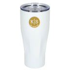 Victor Ribbed Recycled Steel Tumbler, 20 oz Full Color - White - Front