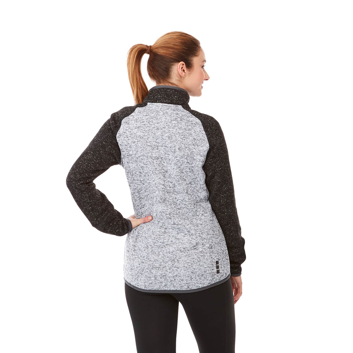 Vorlage Sweater Knit Half Zip Pullover for Women Transfer - Light Hthr Grey/Blk Smk Hthr - Back On Model
