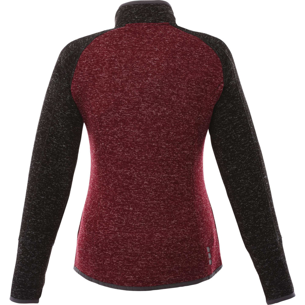 Vorlage Sweater Knit Half Zip Pullover for Women Transfer - Maroon Heather/Black Smk Hthr - Back Flat