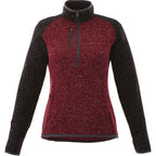 Vorlage Sweater Knit Half Zip Pullover for Women Transfer - Maroon Heather/Black Smk Hthr - Front Flat