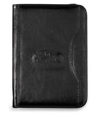 Wall Street Zip Padfolio with Curved Pocket Embroidery - Black - View 1