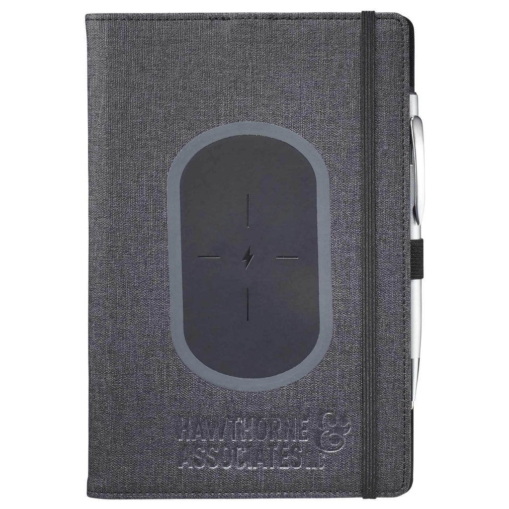 Walton Journal with Wireless Charging Pad, 5.5 x 8.5 Inches Debossing - Black - Front