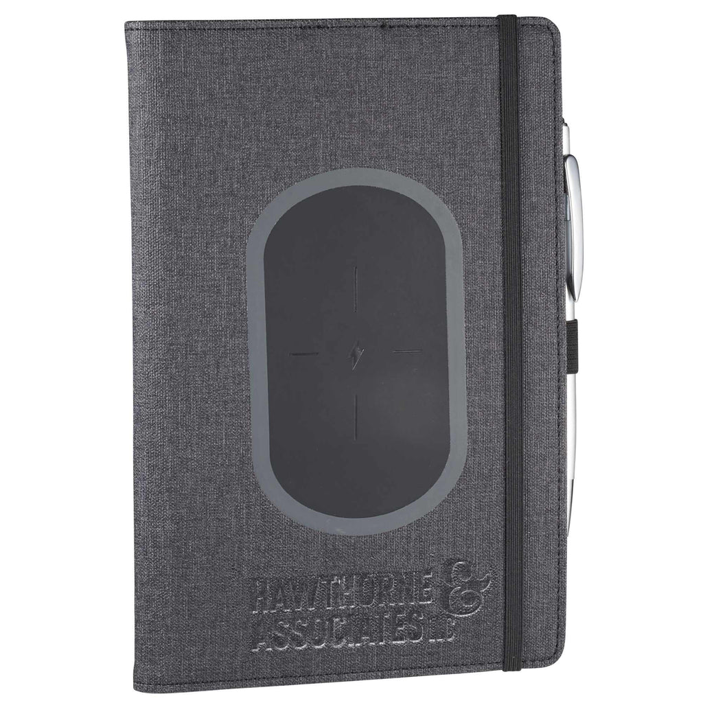 Walton Journal with Wireless Charging Pad, 5.5 x 8.5 Inches Debossing - Black - Right Angle