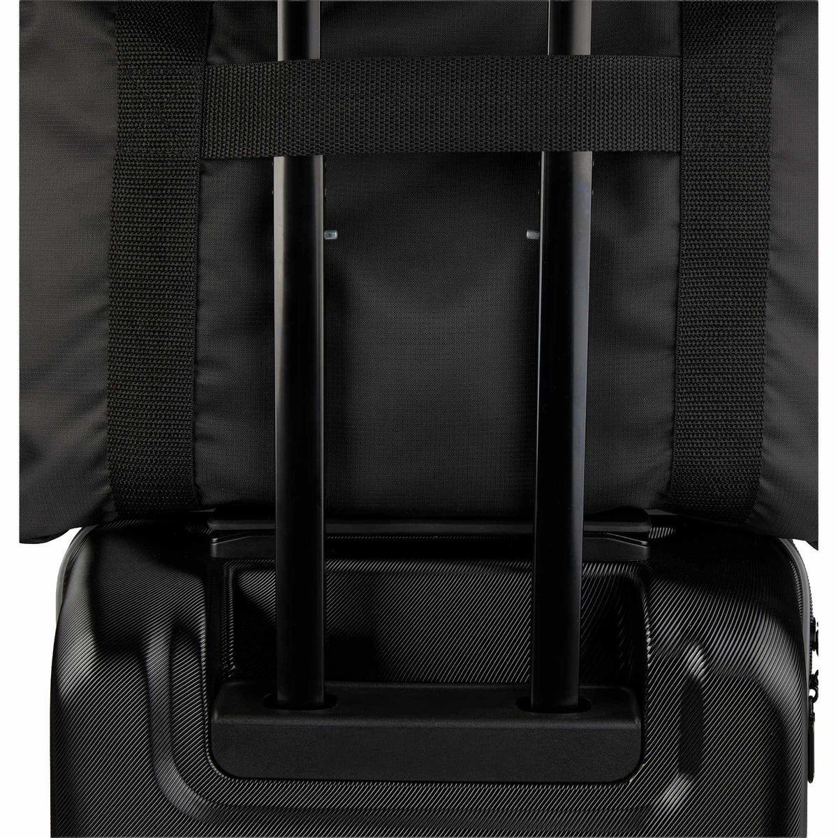 Wander and Roam Packable Travel Tote in Recycled Ripstop Embroidery - Black - Propped 2