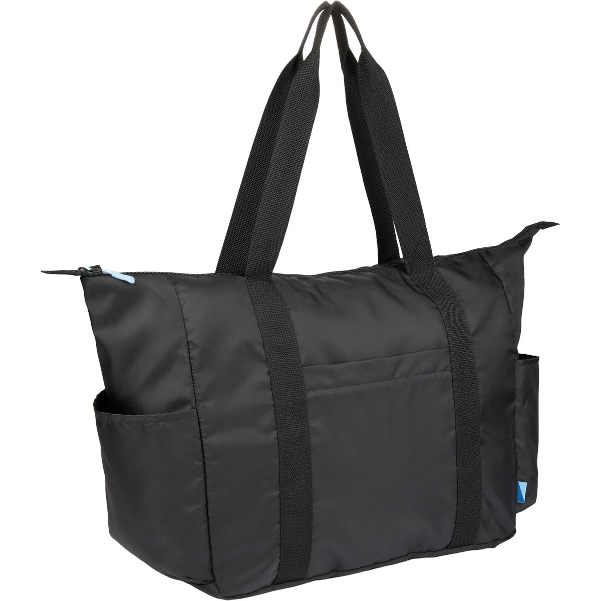 Wander and Roam Packable Travel Tote in Recycled Ripstop Embroidery - Black - Right Angle