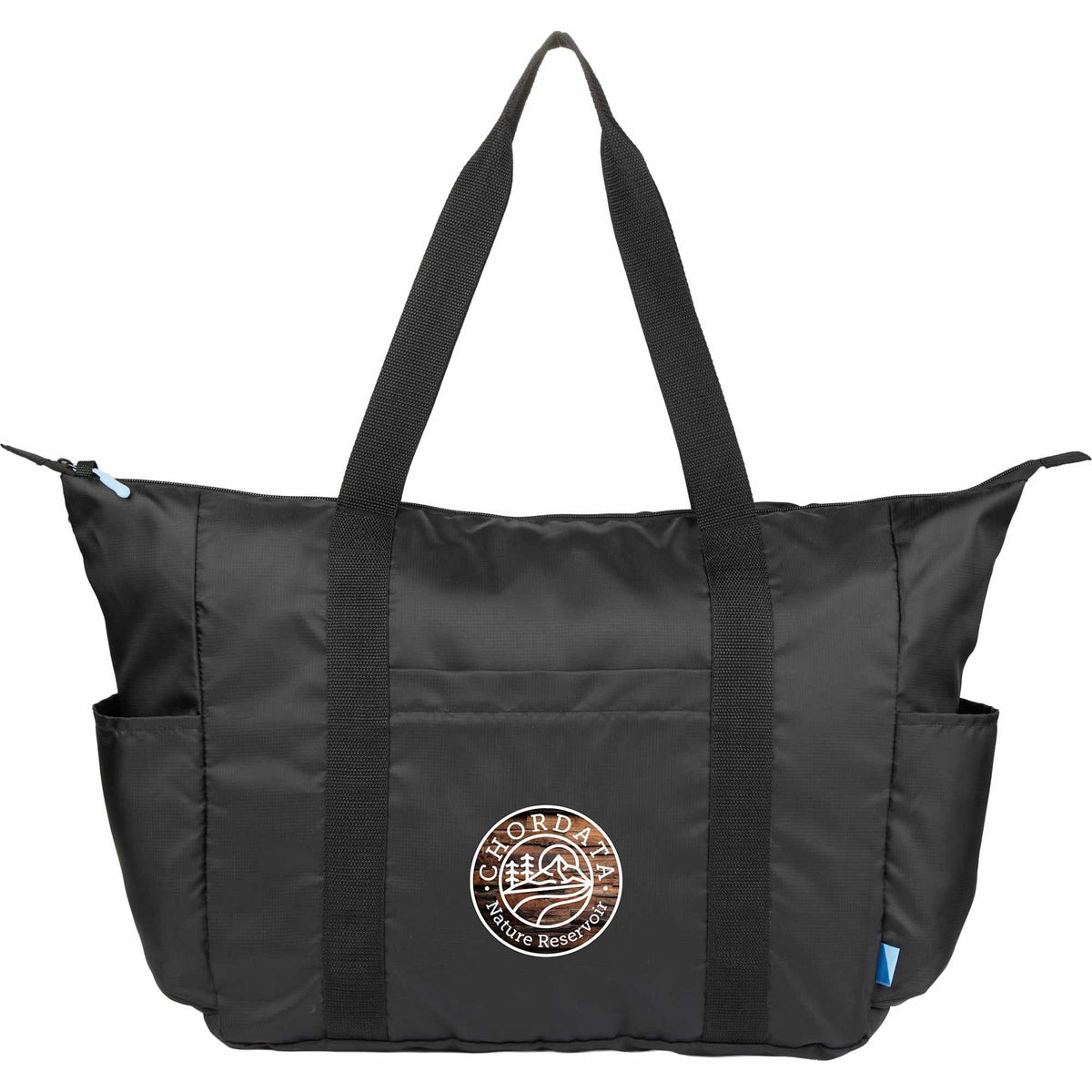 Wander and Roam Packable Travel Tote in Recycled Ripstop Transfer - Black - Front