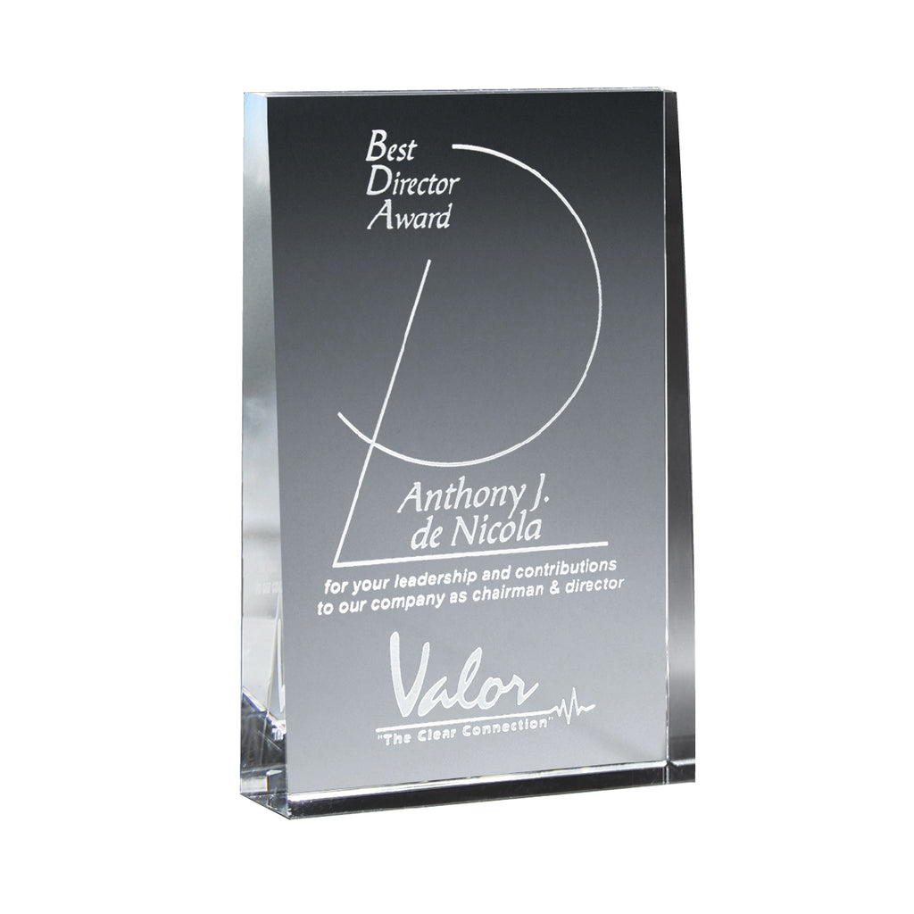 Wedge Award, Small - Clear - Sandblasting