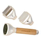Wellable 3-in-1 Face and Body Roller Set with Bamboo Handle - Natural - Left Angle