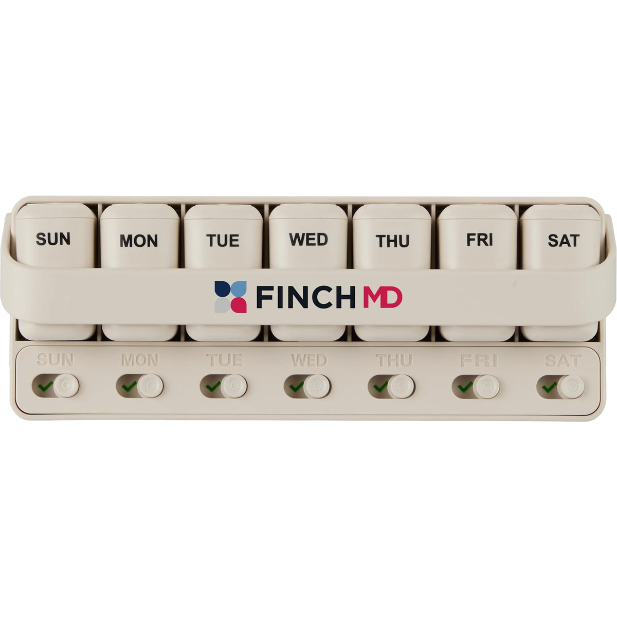 Wellable Pill and Supplement Organizer, 7 Day Full Color - Cream - Front