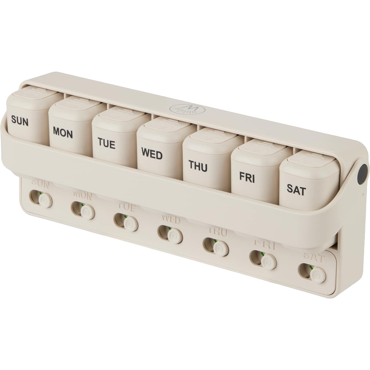 Wellable Pill and Supplement Organizer, 7 Day Full Color - Cream - Left Angle