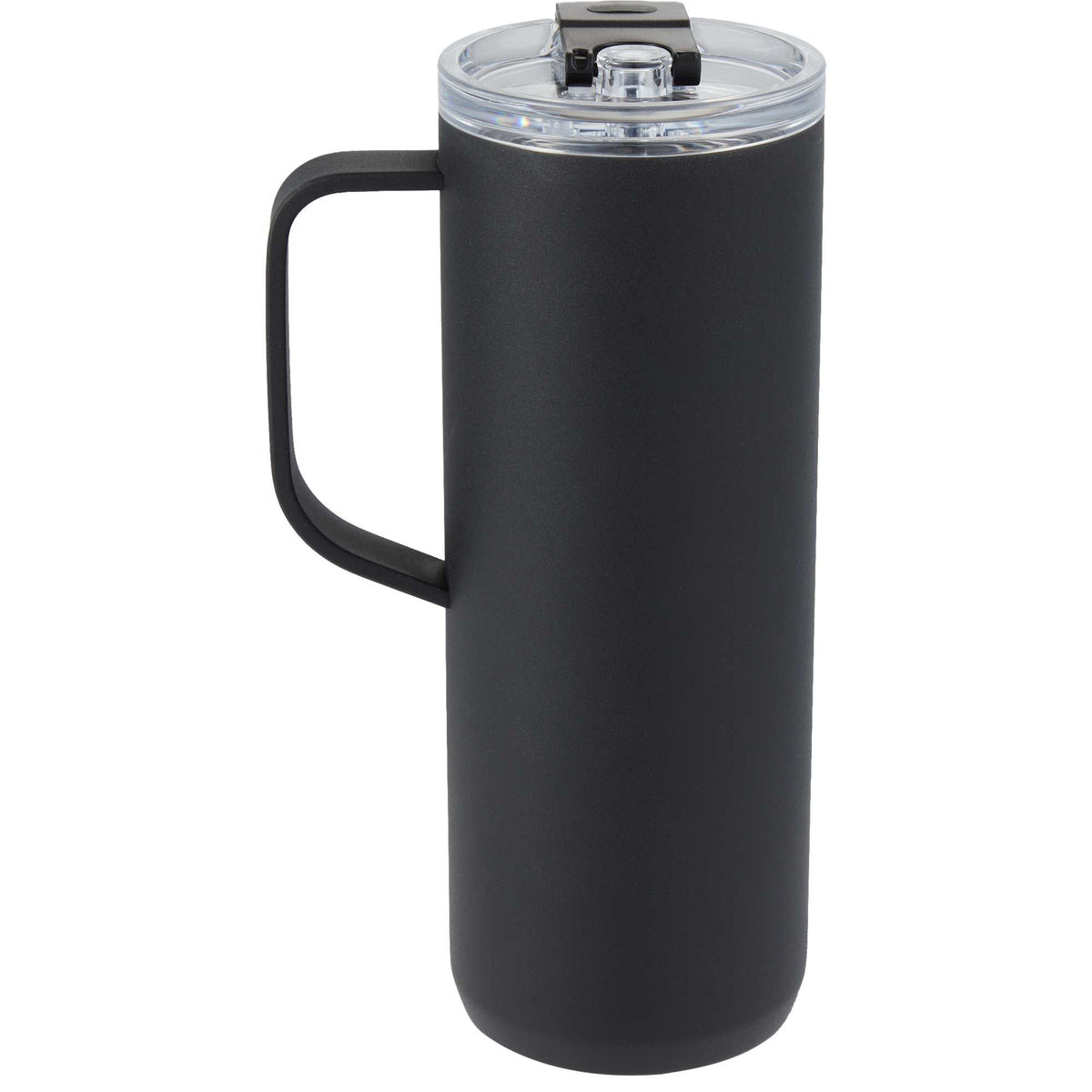 Whitney Tall Recycled Tumbler with Flip Lid, 20 oz Laser Engraving - Black - Back
