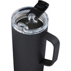 Whitney Tall Recycled Tumbler with Flip Lid, 20 oz Laser Engraving - Black - Detail 4