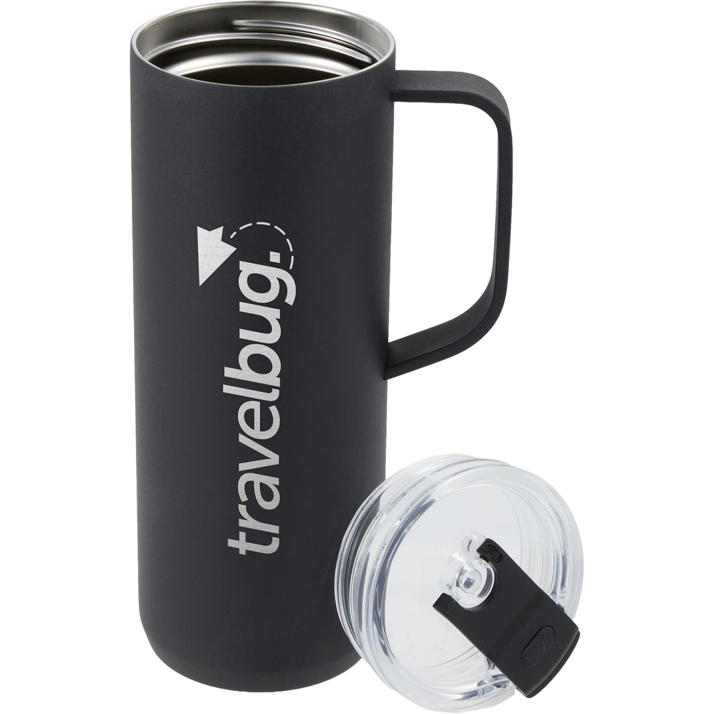 Whitney Tall Recycled Tumbler with Flip Lid, 20 oz Laser Engraving - Black - Detail