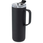 Whitney Tall Recycled Tumbler with Flip Lid, 20 oz Laser Engraving - Black - Left Angle