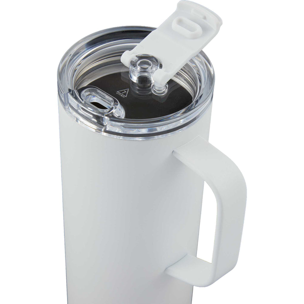 Whitney Tall Recycled Tumbler with Flip Lid, 20 oz Laser Engraving - White - Detail 4