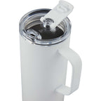 Whitney Tall Recycled Tumbler with Flip Lid, 20 oz Laser Engraving - White - Detail 4