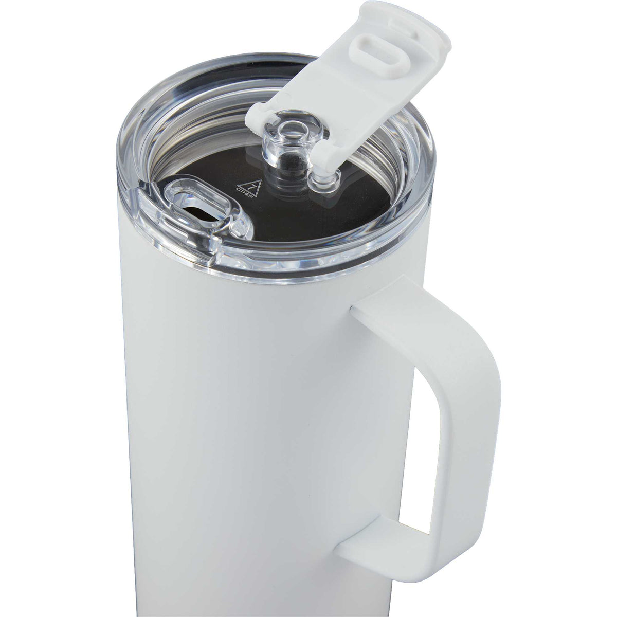 Whitney Tall Recycled Tumbler with Flip Lid, 20 oz Laser Engraving - White - Detail 4