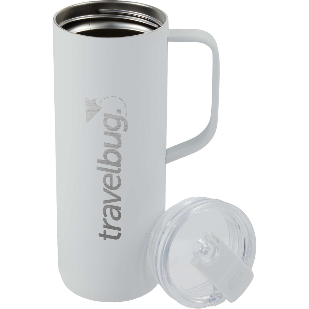 Whitney Tall Recycled Tumbler with Flip Lid, 20 oz Laser Engraving - White - Detail