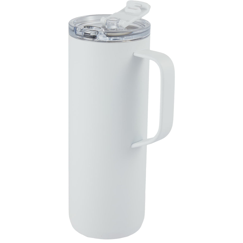 Whitney Tall Recycled Tumbler with Flip Lid, 20 oz Laser Engraving - White - Left Angle