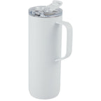 Whitney Tall Recycled Tumbler with Flip Lid, 20 oz Laser Engraving - White - Left Angle