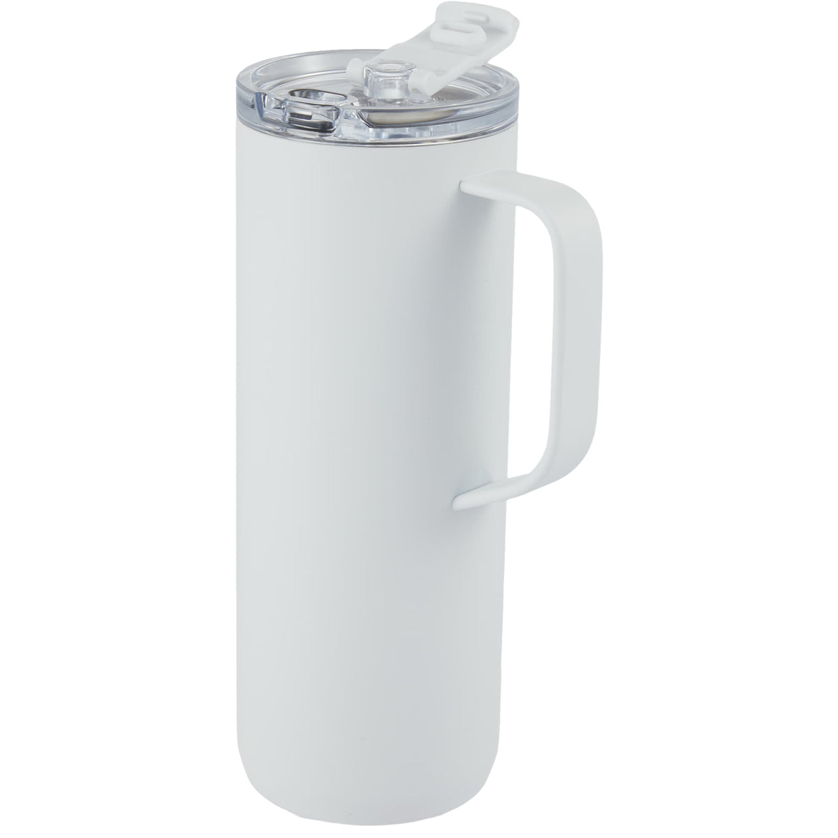 Whitney Tall Recycled Tumbler with Flip Lid, 20 oz Laser Engraving - White - Left Angle