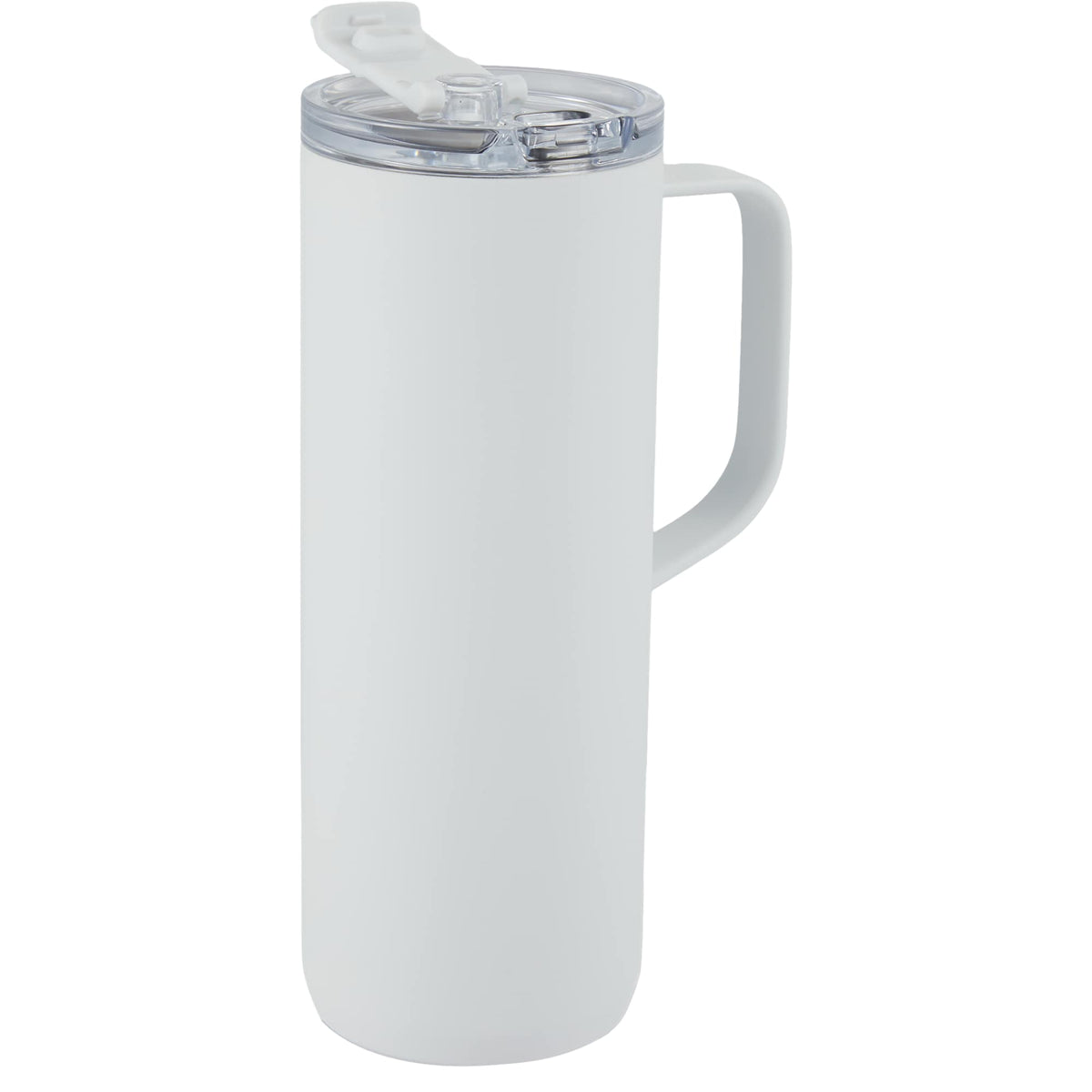 Whitney Tall Recycled Tumbler with Flip Lid, 20 oz Laser Engraving - White - Right Angle