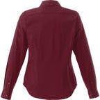 Wilshire Long Sleeve Twill Work Shirt for Women Embroidery - Maroon - Back Flat