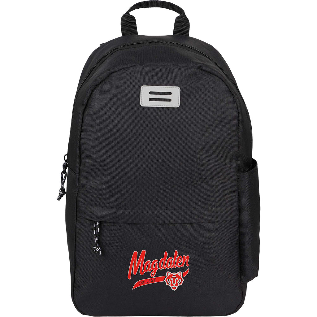 Wink Recycled Laptop Backpack, 15 Inch Embroidery - Black - Front