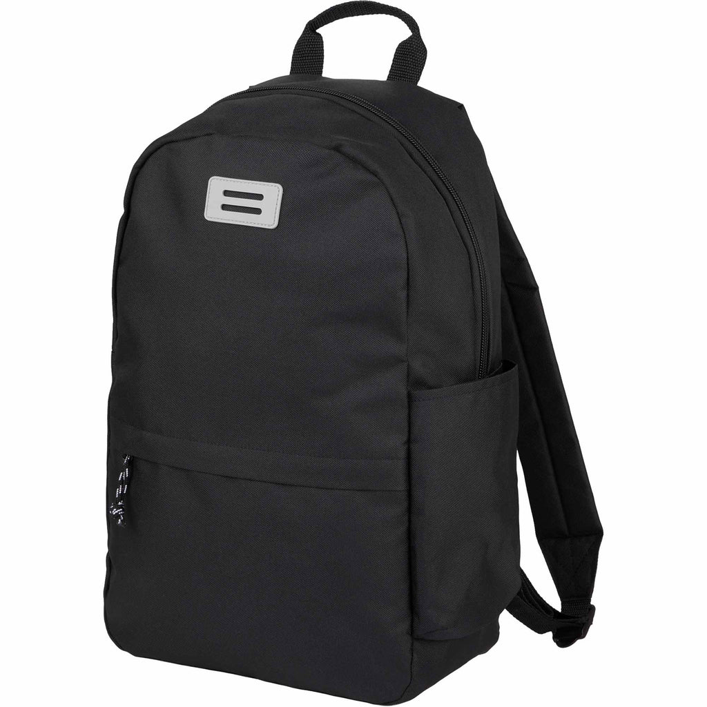 Wink Recycled Laptop Backpack, 15 Inch Embroidery - Black - Left Angle
