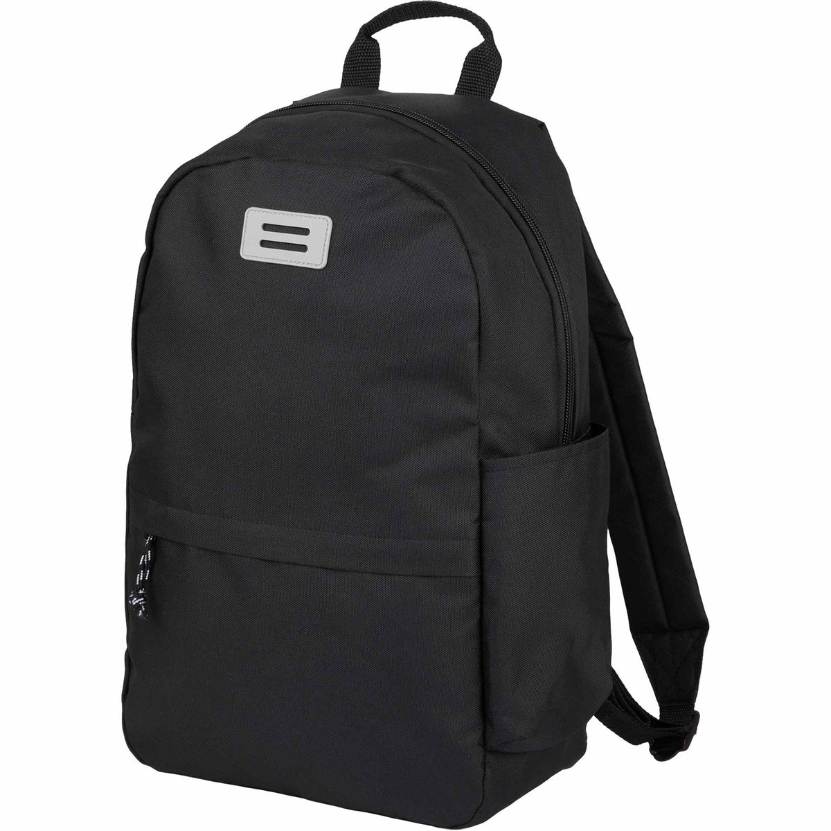 Wink Recycled Laptop Backpack, 15 Inch Embroidery - Black - Left Angle