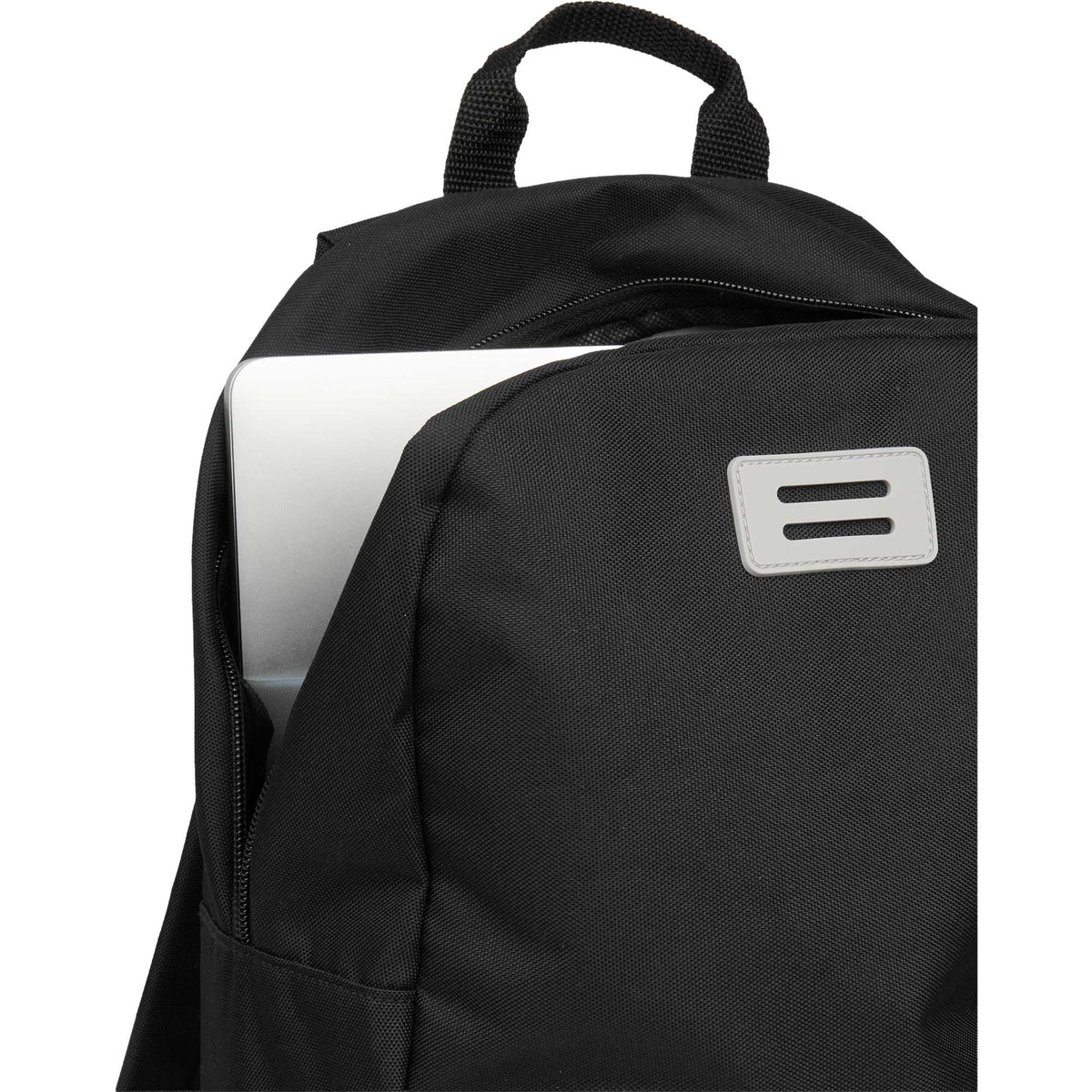 Wink Recycled Laptop Backpack, 15 Inch Embroidery - Black - Propped 2